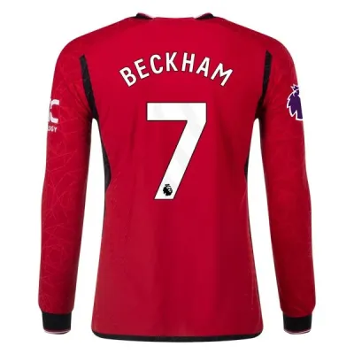 Premier League David Beckham Manchester United Long Sleeve Home Jersey 23/24 01