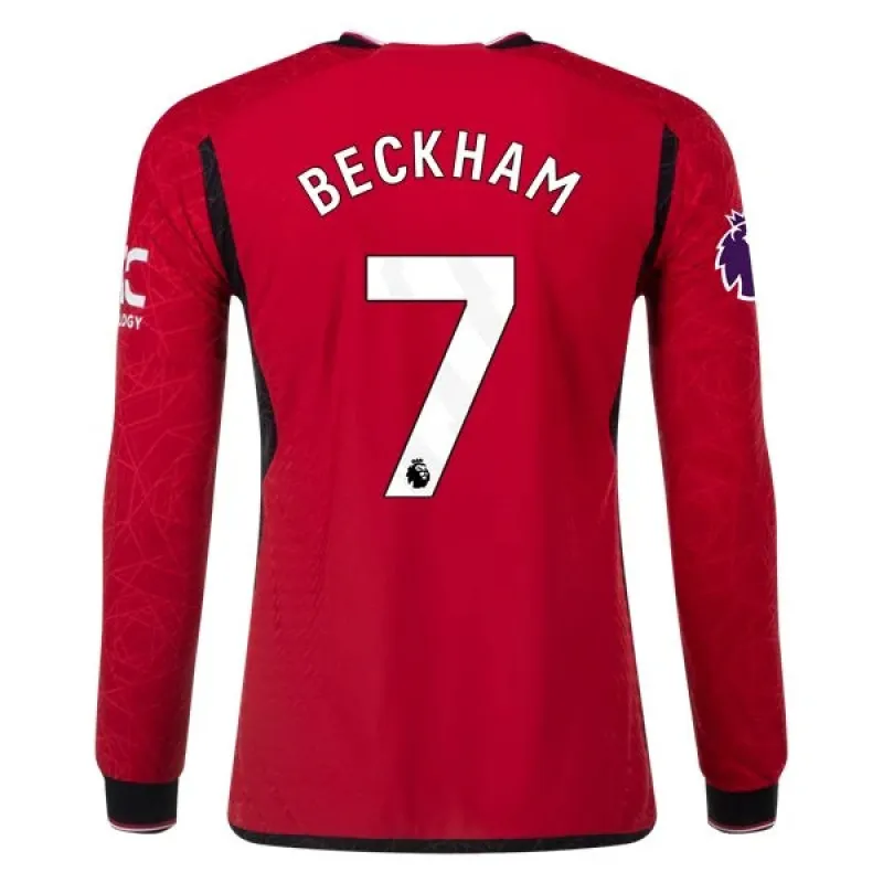 Premier League David Beckham Manchester United Long Sleeve Home Jersey 23/24