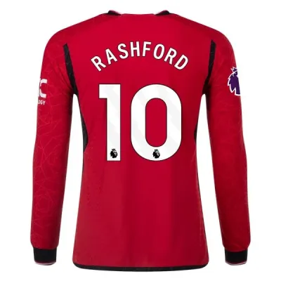 Premier League Men's Replica Rashford Manchester United Long Sleeve Home Jersey 23/24 01