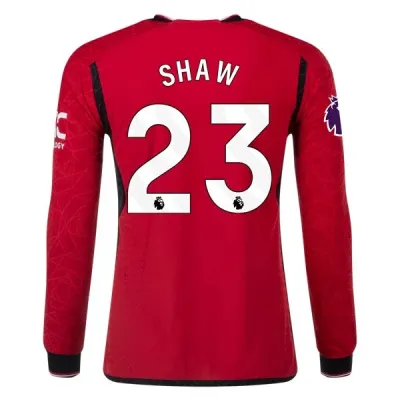 Premier League Men's Replica Shaw Manchester United Long Sleeve Home Jersey 23/24 01