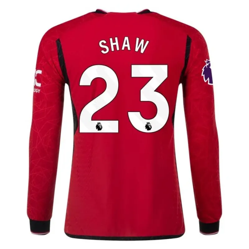 Premier League Men's Replica Shaw Manchester United Long Sleeve Home Jersey 23/24