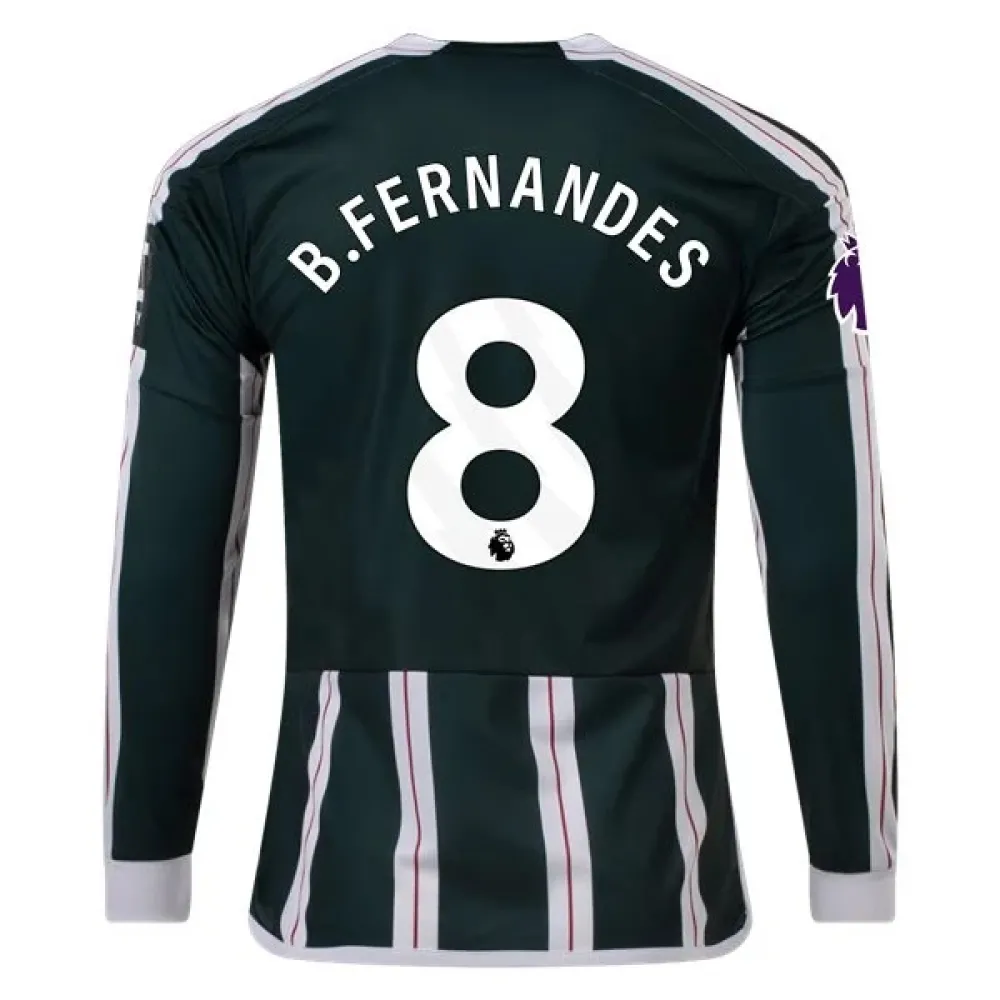 Premier League B. Fernandes Manchester United Long Sleeve Away Jersey 23/24