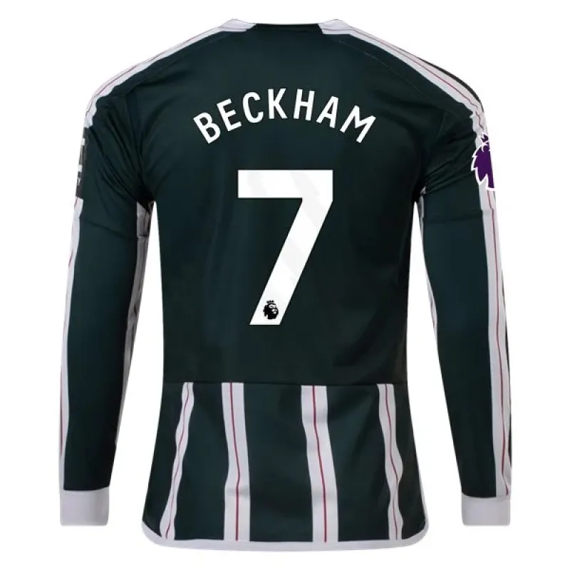 Premier League David Beckham Manchester United Long Sleeve Away Jersey 23/24