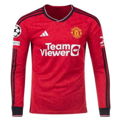 Premier League Manchester United Long Sleeve Home Jersey 23/24 - UCL 01