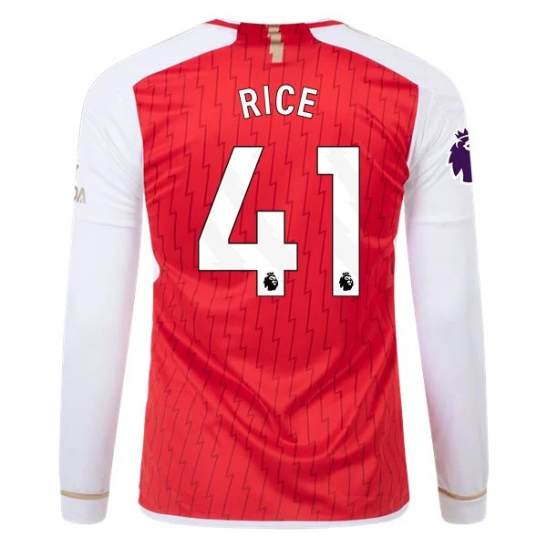 Premier League Rice Arsenal Long Sleeve Home Jersey 23/24