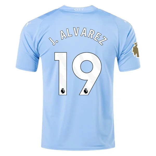 Premier League Men's Replica J. Alvarez Manchester City Home Jersey 23/24 - CWC