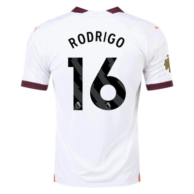 Premier League Men's Replica Rodrigo Manchester City Away Jersey 23/24 - CWC 01