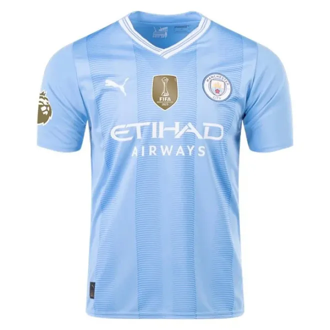 Premier League Men's Replica Stones Manchester City Home Jersey 23/24 - CWC