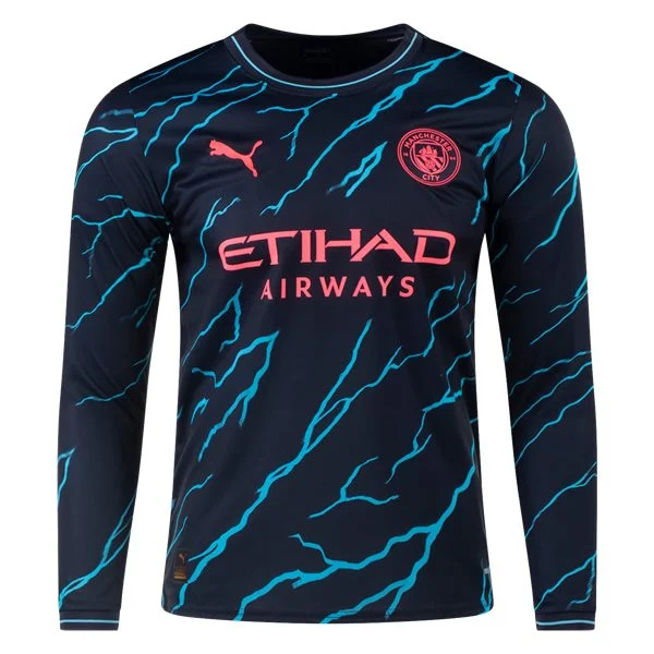 Premier League Men's Replica Manchester City Long Sleeve Third Jersey 23/24