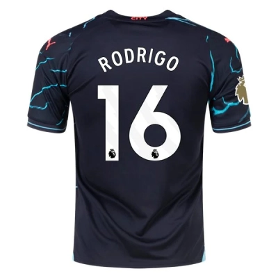 Premier League Men's Replica Rodrigo Manchester City Third Jersey 23/24 - CWC 01