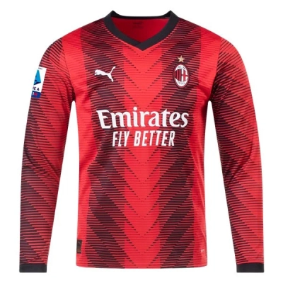 Serie A Men’s Replica Giroud AC Milan Long Sleeve Home Jersey 23/24 02