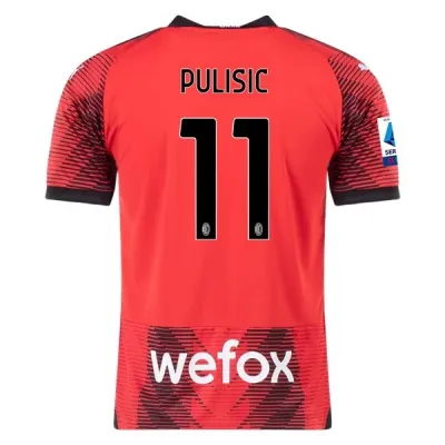 Serie A Men’s Replica Pulisic AC Milan Home Jersey 23/24 01