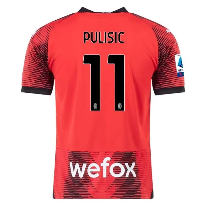 Serie A Men’s Replica Pulisic AC Milan Home Jersey 23/24