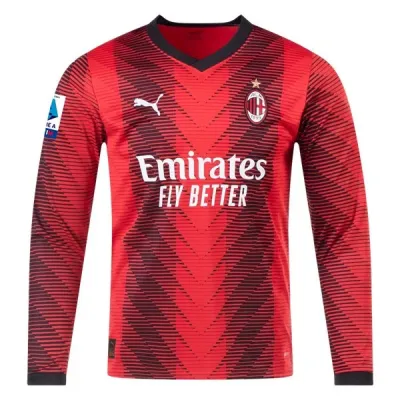 Serie A Men’s Replica Pulisic AC Milan Long Sleeve Home Jersey 23/24 02