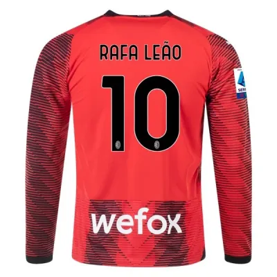 Serie A Men’s Replica Rafa Leao AC Milan Long Sleeve Home Jersey 23/24 01