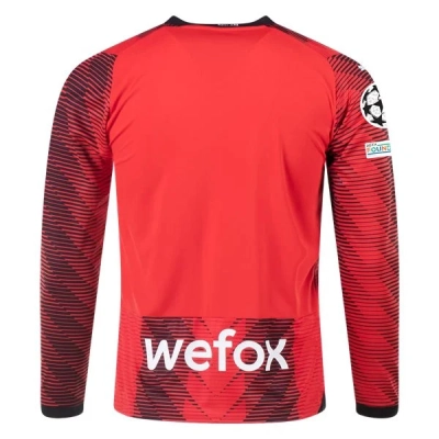Serie A Men’s Replica AC Milan Long Sleeve Home Jersey 23/24 - UCL 02