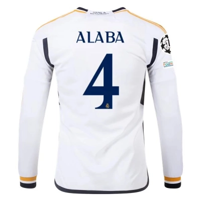La Liga Men's Replica Alaba Real Madrid Long Sleeve Home Jersey 23/24 01