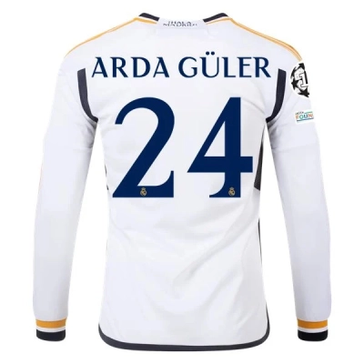 La Liga Men's Replica Arda Guler Real Madrid Long Sleeve Home Jersey 23/24 01