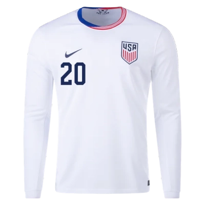 Folarin Balogun USMNT 24/25 Long Sleeve Home Jersey 02