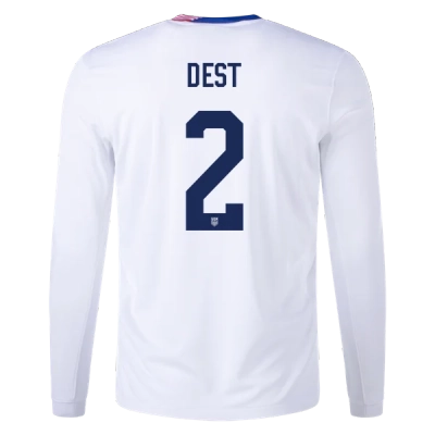 Sergiño Dest USMNT 24/25 Long Sleeve Home Jersey 01