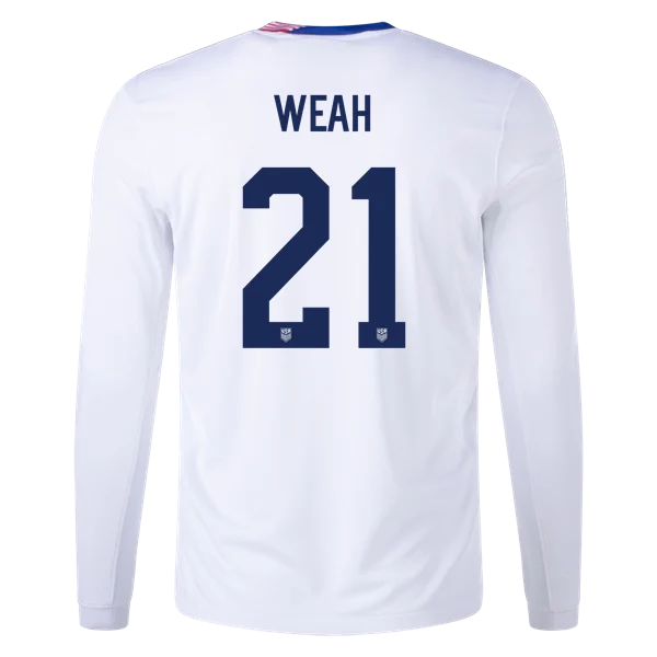 Timothy Weah USMNT 24/25 Long Sleeve Home Jersey