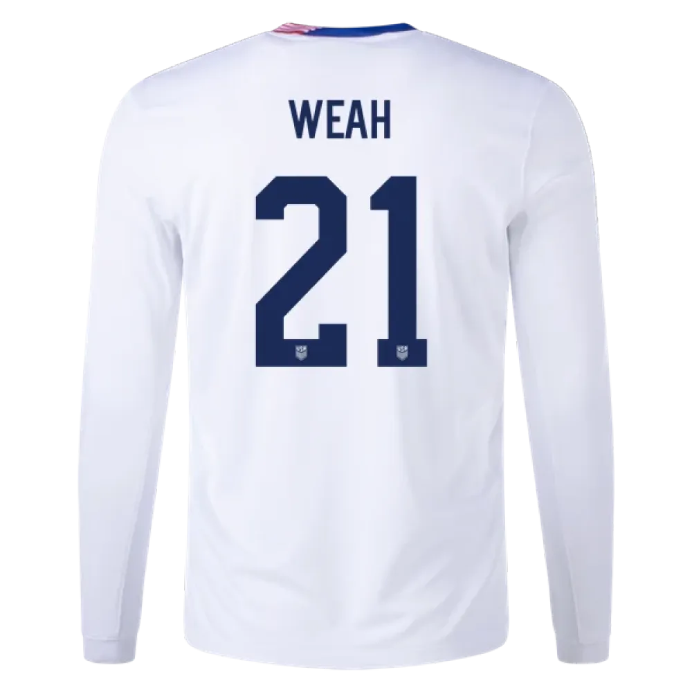 Timothy Weah USMNT 24/25 Long Sleeve Home Jersey