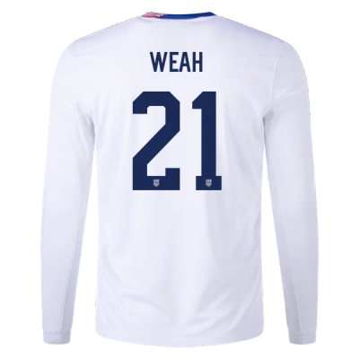 Timothy Weah USMNT 24/25 Long Sleeve Home Jersey 01