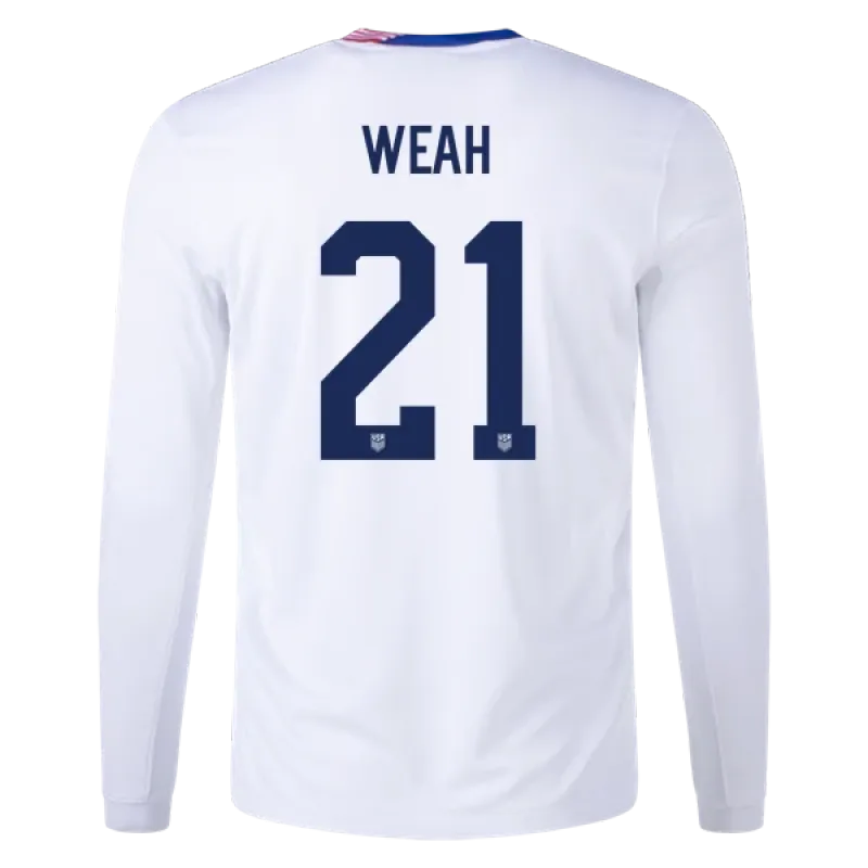Timothy Weah USMNT 24/25 Long Sleeve Home Jersey
