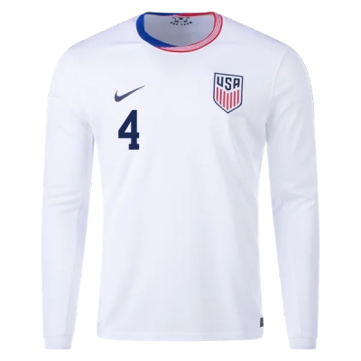 Tyler Adams USMNT 24/25 Long Sleeve Home Jersey 02