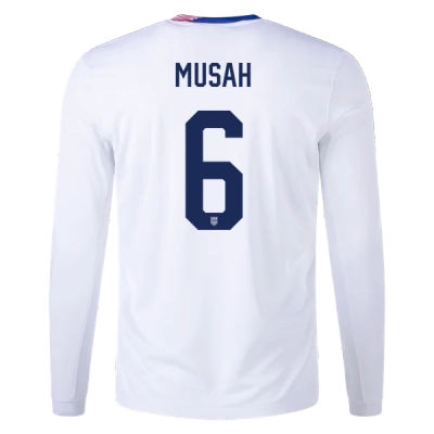 Yunus Musah USMNT 24/25 Long Sleeve Home Jersey 01