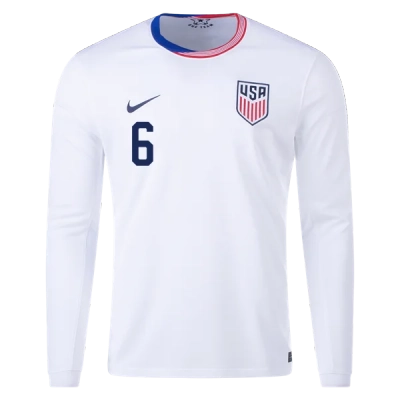 Yunus Musah USMNT 24/25 Long Sleeve Home Jersey 02
