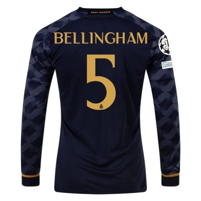 La Liga Men's Replica Bellingham Real Madrid Long Sleeve Away Jersey 23/24 01