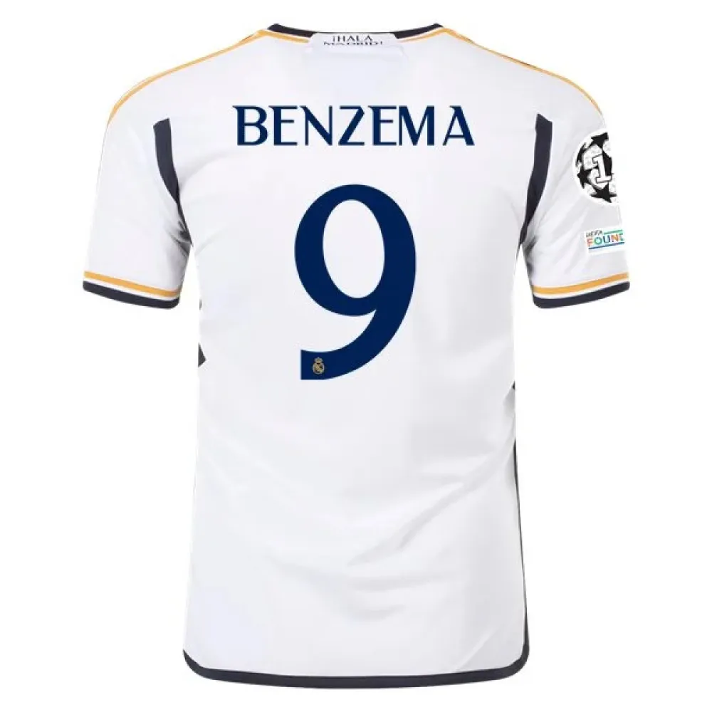 La Liga Men's Replica Benzema Real Madrid Home Jersey 23/24
