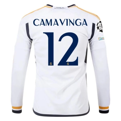 La Liga Men's Replica Camavinga Real Madrid Long Sleeve Away Jersey 23/24 01
