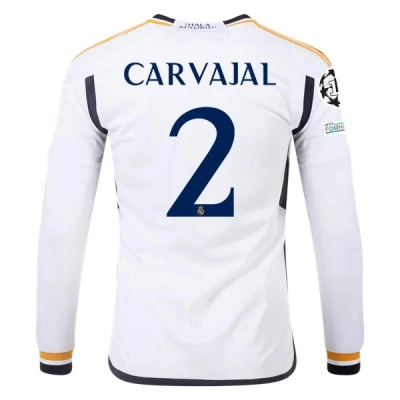 La Liga Men's Replica Carvajal Real Madrid Long Sleeve Home Jersey 23/24 01