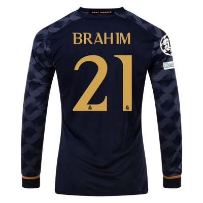 La Liga Men's Replica Brahim Real Madrid Long Sleeve Away Jersey 23/24 01