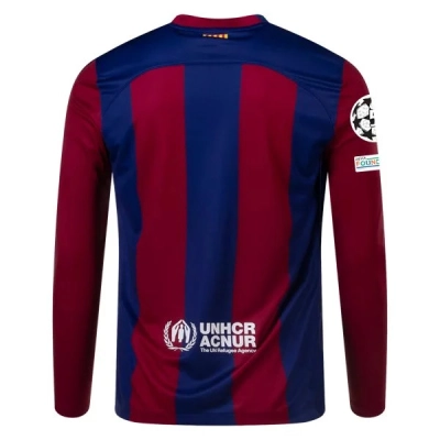 La Liga Men's Replica Barcelona Long Sleeve Home Jersey 23/24 - UCL 02