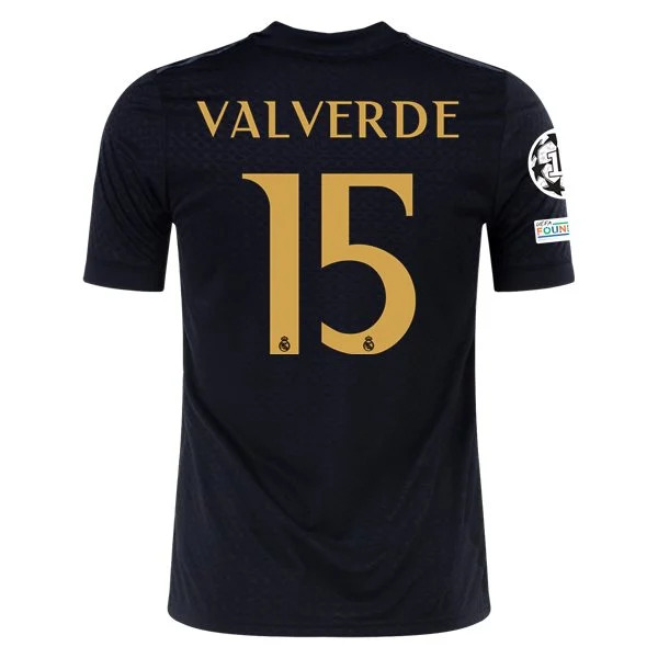 La Liga Men's Replica Valverde Real Madrid Lifestyler Third Jersey 23/24 - UCL