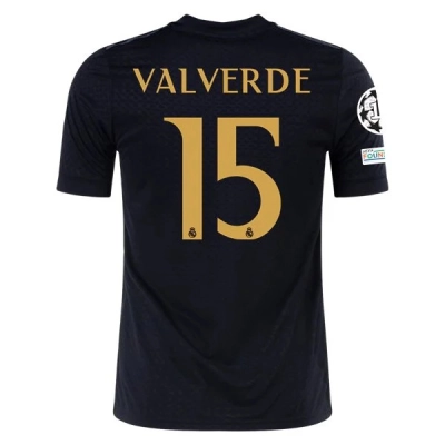 La Liga Men's Replica Valverde Real Madrid Lifestyler Third Jersey 23/24 - UCL 01