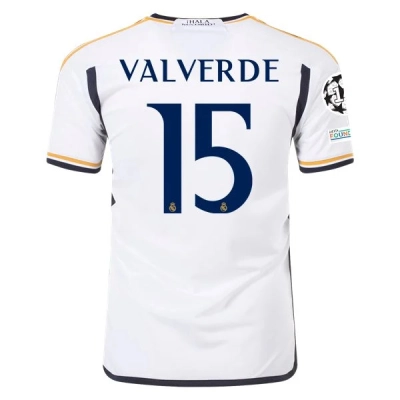 La Liga Men's Replica Valverde Real Madrid Home Jersey 23/24 01