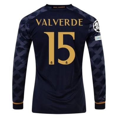 La Liga Men's Replica Valverde Real Madrid Long Sleeve Away Jersey 23/24 01