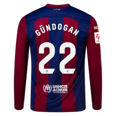 La Liga Men's Replica Gundogan Barcelona Long Sleeve Home Jersey 23/24 01
