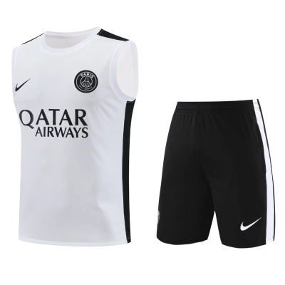 Ligue 1 23/24 Paris FC Soccer Vest Training Suit White and Black 01