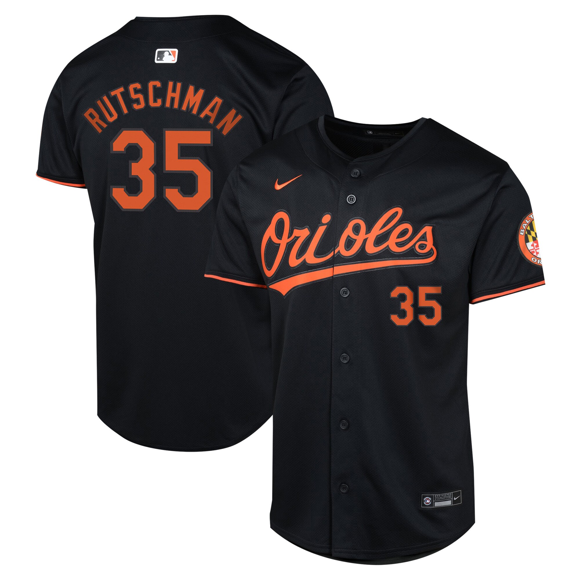 Men's Baltimore Orioles Adley Rutschman Black Alternate Elite Jersey