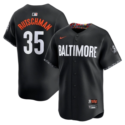 Men's Baltimore Orioles Adley Rutschman Black City Connect Replica Player Name Jersey 01