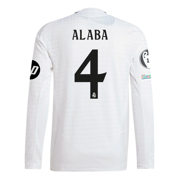 David Alaba Real Madrid 24/25 Player Long Sleeve Home Jersey