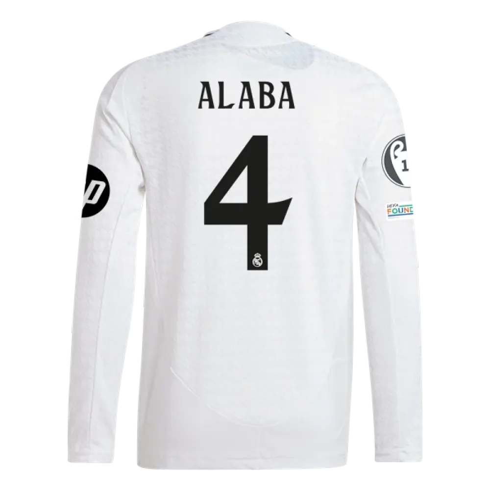 David Alaba Real Madrid 24/25 Player Long Sleeve Home Jersey