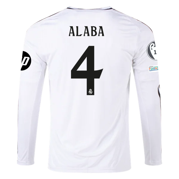 David Alaba Real Madrid 24/25 Long Sleeve Home Jersey