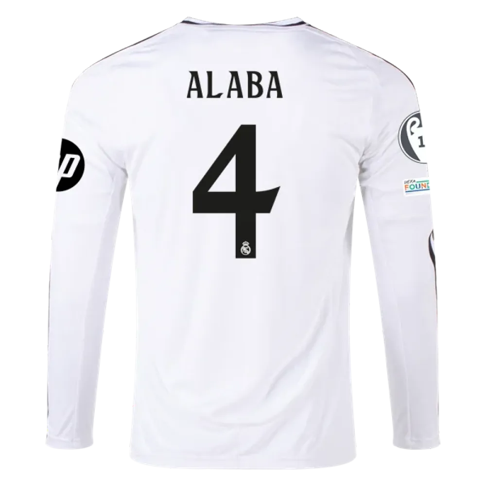 David Alaba Real Madrid 24/25 Long Sleeve Home Jersey