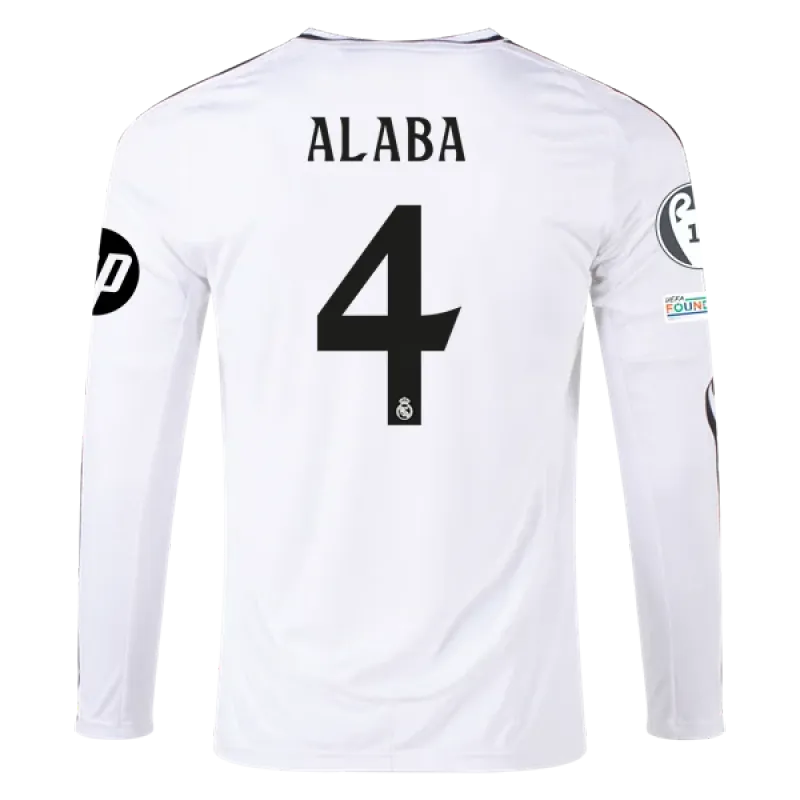 David Alaba Real Madrid 24/25 Long Sleeve Home Jersey